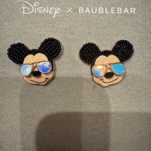 BaubleBar Disney Mickey Mouse Black and Gold Earrings